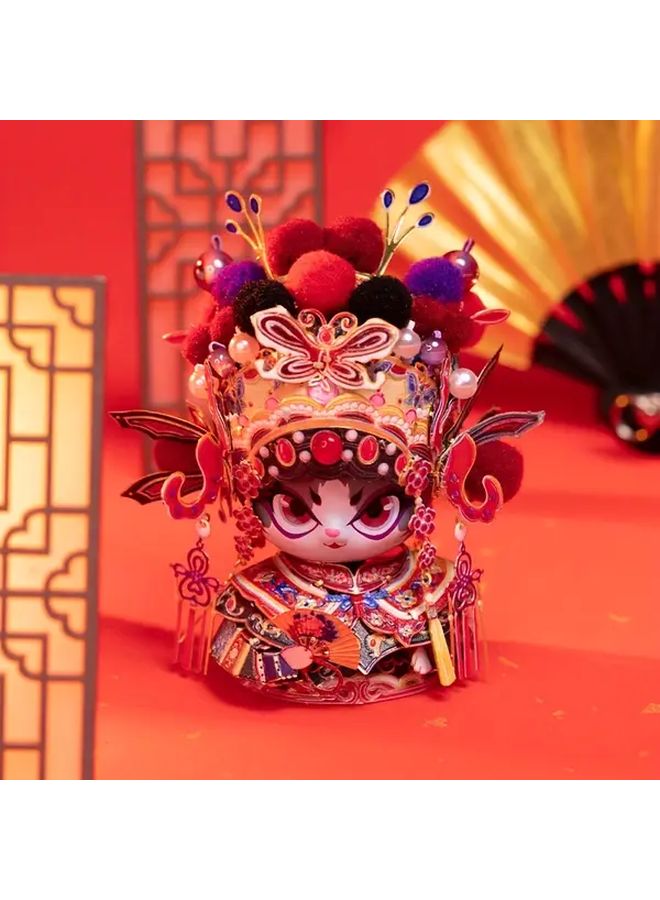 Dark Cat Chinese Opera 3D Metal Puzzle DIY Collectible Figure Red Standing Decoration - Image 1